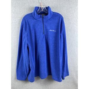 Eddie Bauer 1/4 Zip Fleece Pullover Men's‎ XXL Blue High Neck Long Sleeve